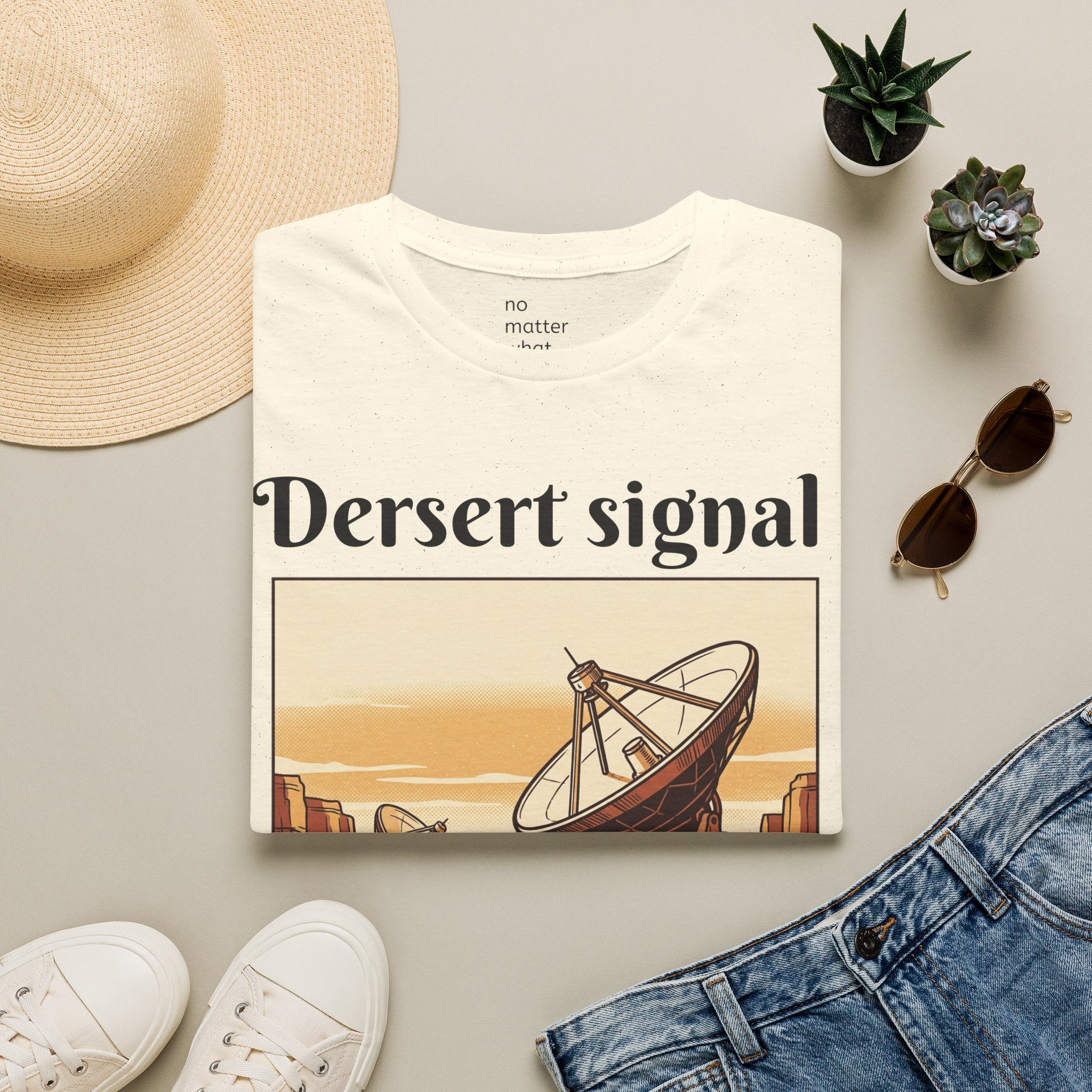 Desert Signal T-Shirt — Retro Satellite Dish Graphic Tee