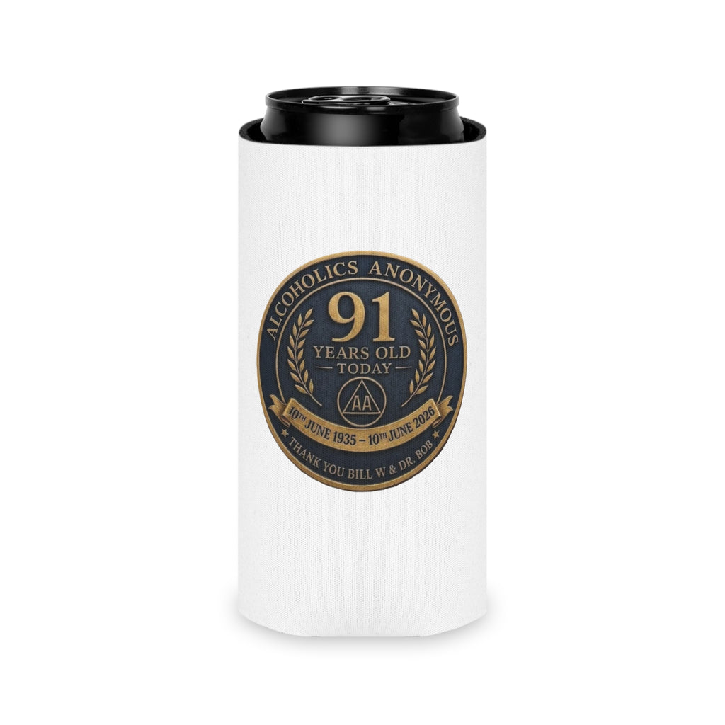 AA 91st Anniversary Can Cooler – Alcoholics Anonymous Commemorative Koozie