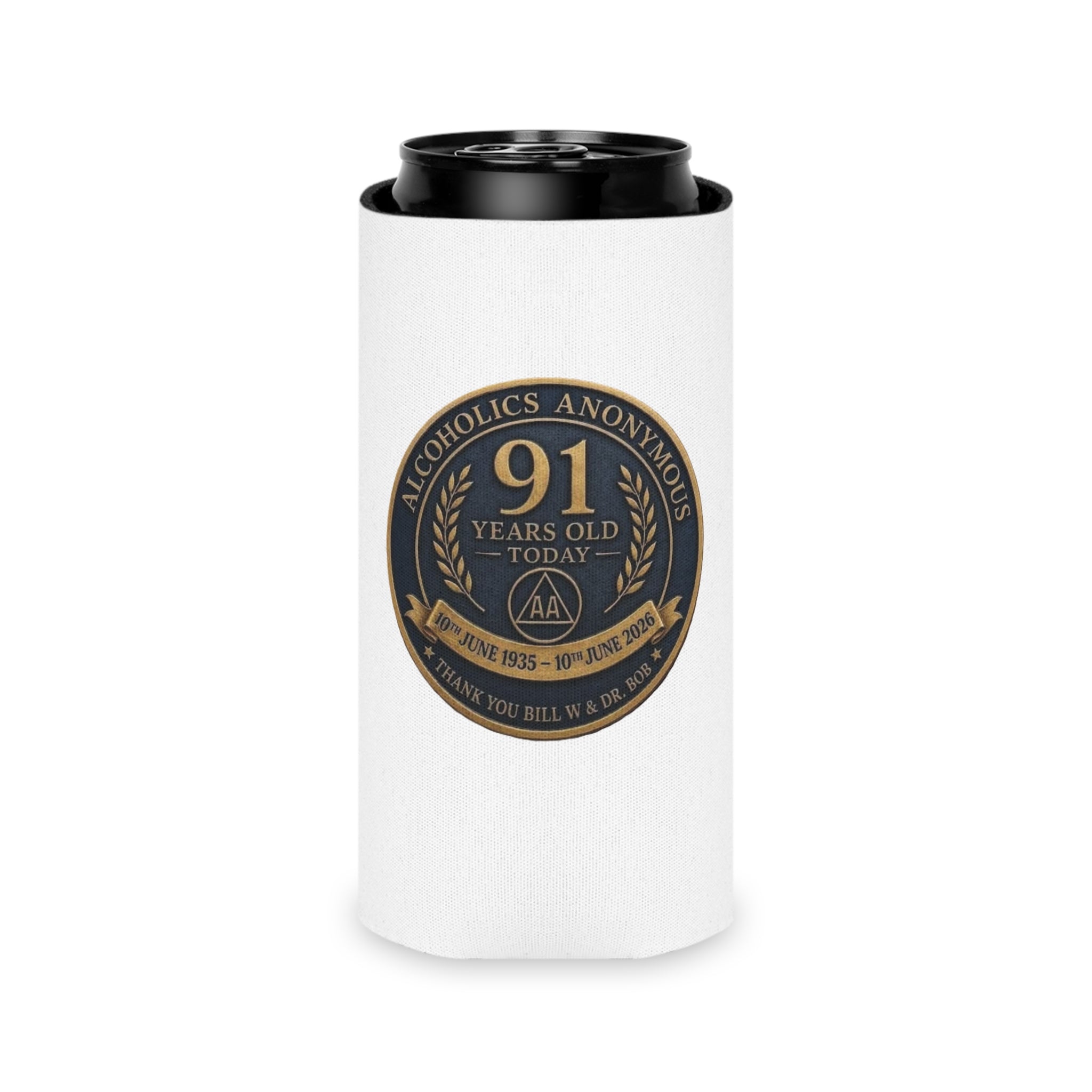 AA 91st Anniversary Can Cooler – Alcoholics Anonymous Commemorative Koozie