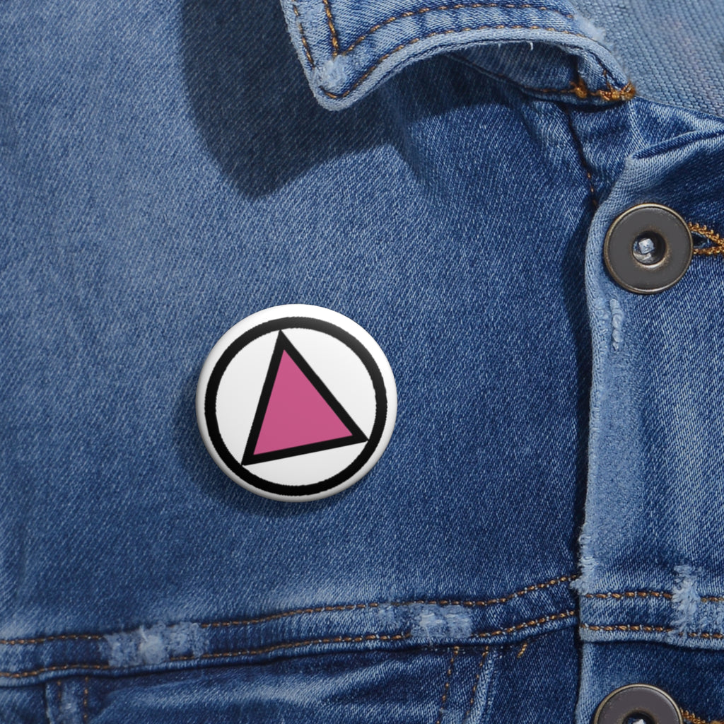 Pink Triangle Pin Button — LGBTQ+ Pride Enamel-Style Badge
