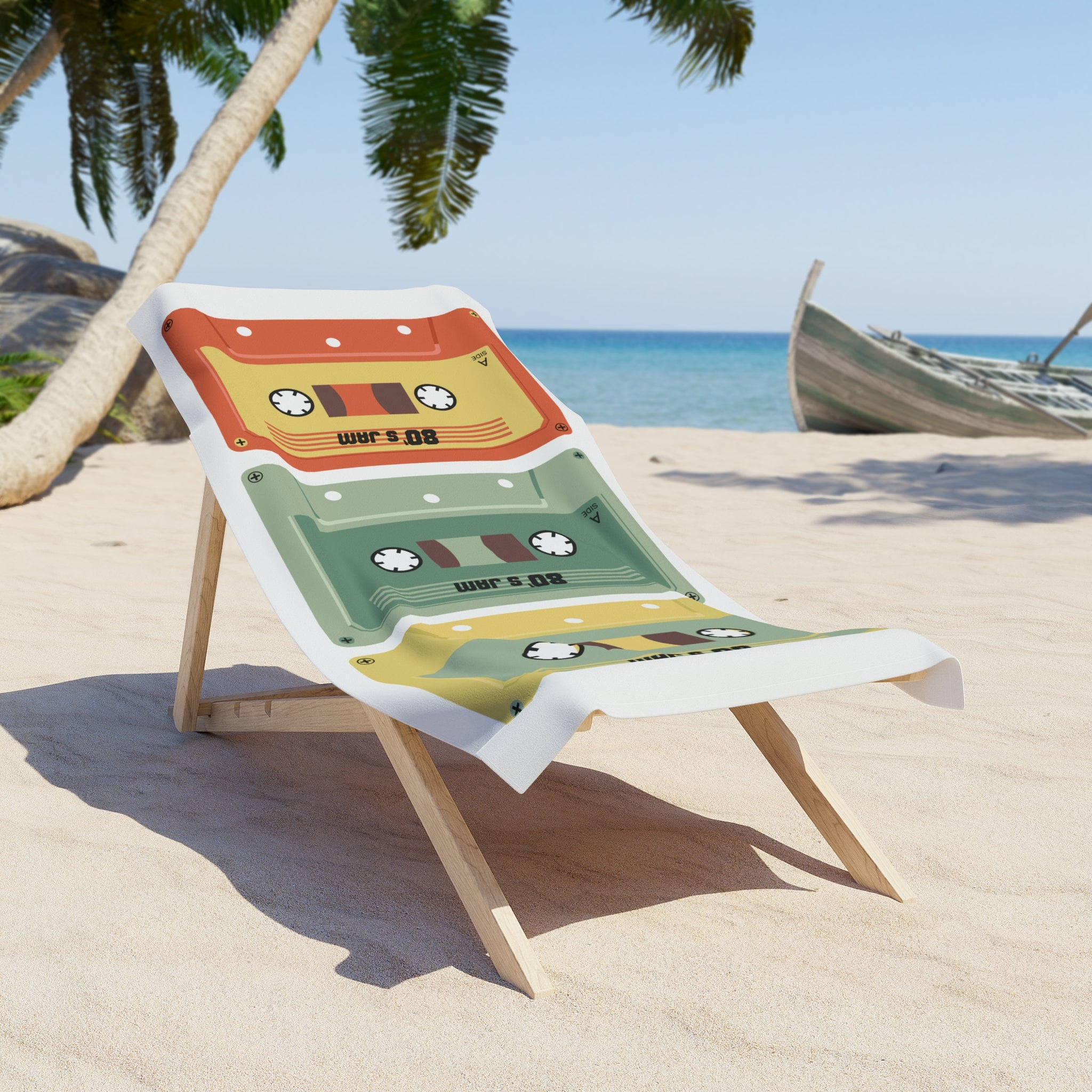 Retro Cassette Beach Towel — Vintage 80s Tape Design