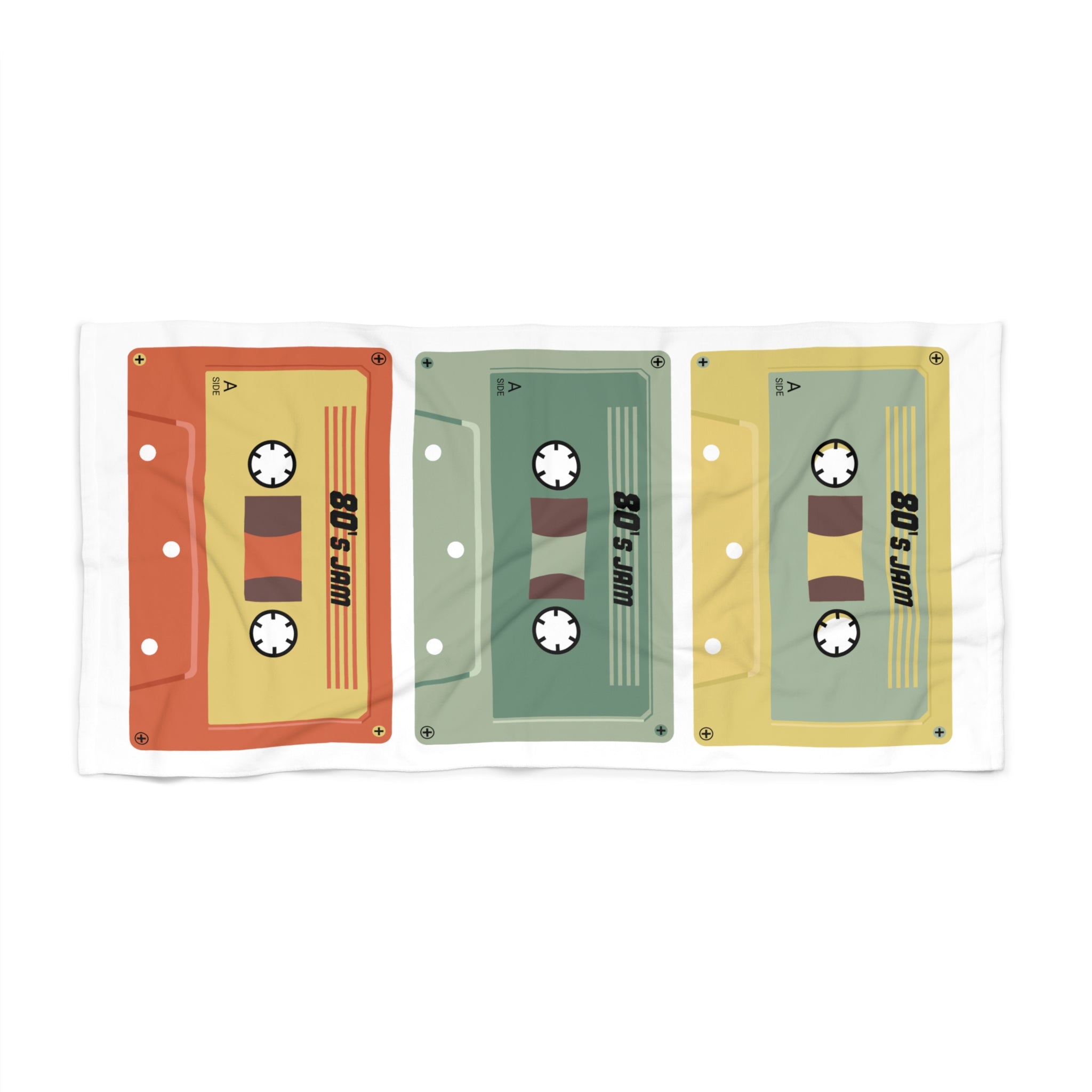 Retro Cassette Beach Towel — Vintage 80s Tape Design