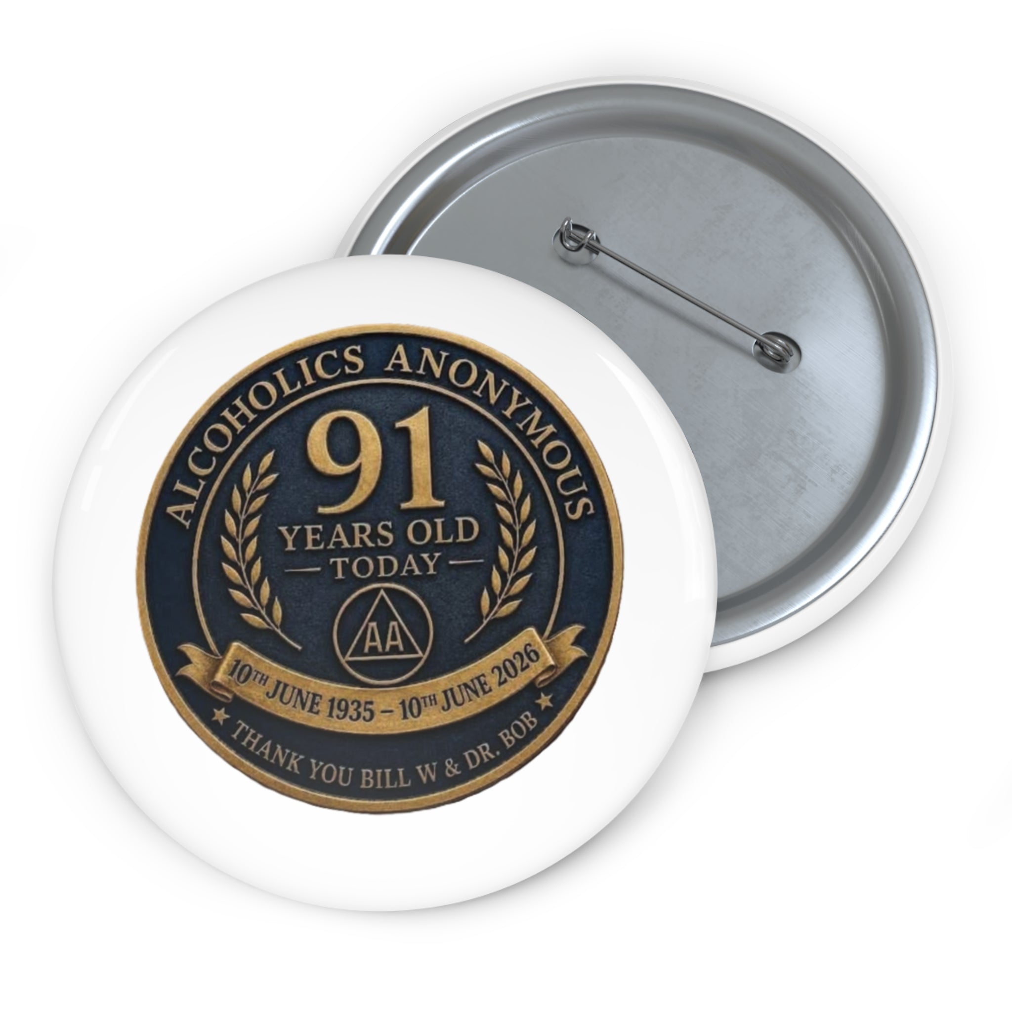 91 Years Old Today Pin Button — Custom Birthday Commemorative Badge (10th June 1935–2026)