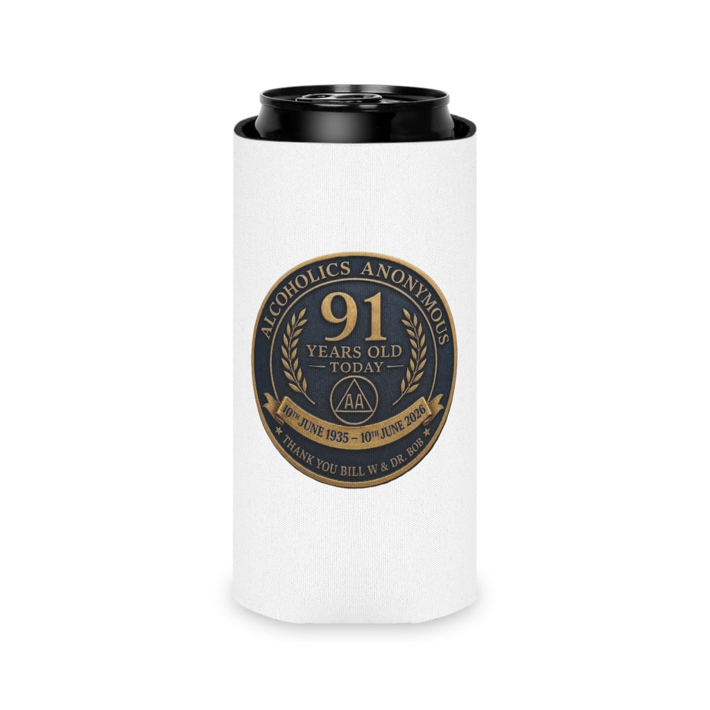 AA 91st Anniversary Can Cooler – Alcoholics Anonymous Commemorative Koozie