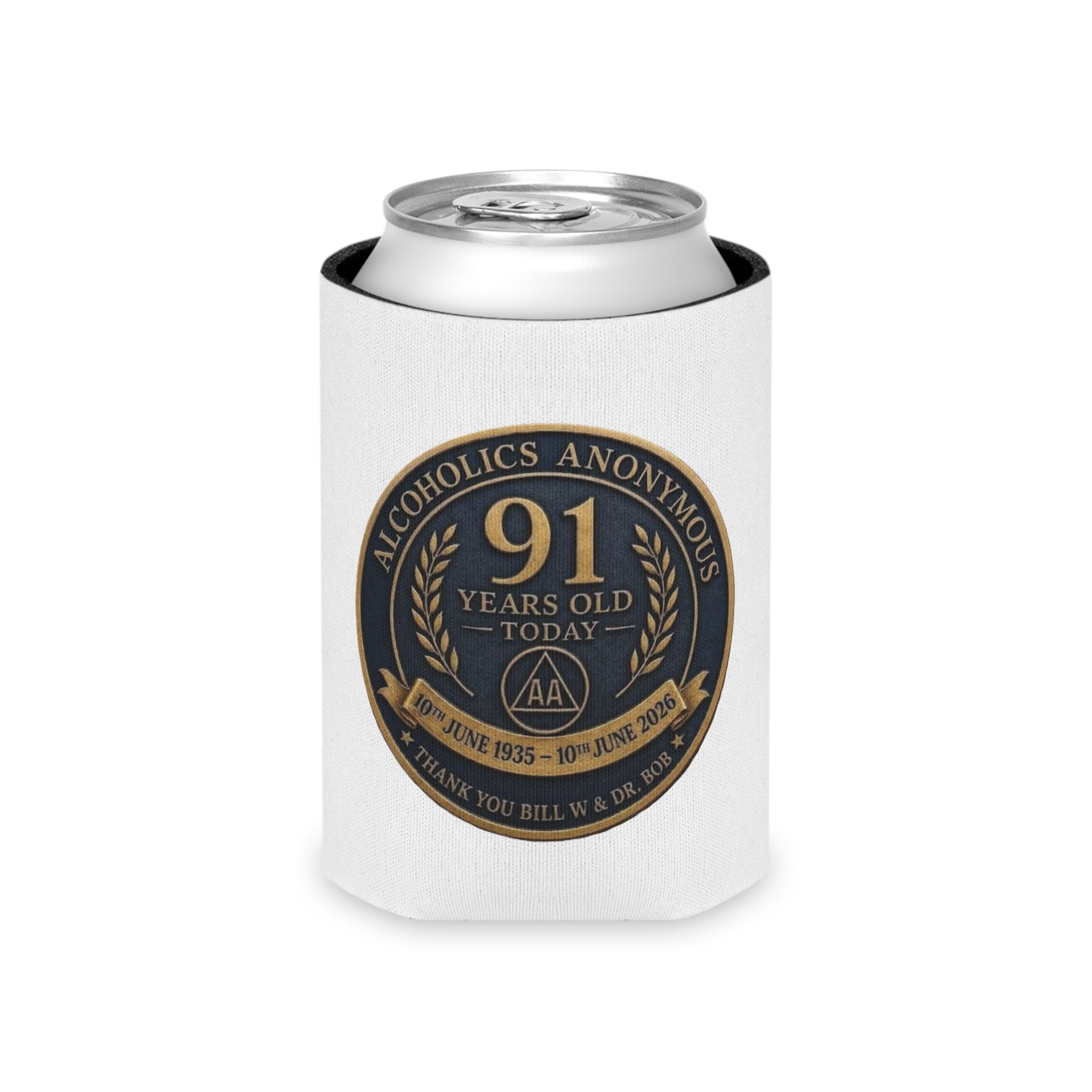 AA 91st Anniversary Can Cooler – Alcoholics Anonymous Commemorative Koozie