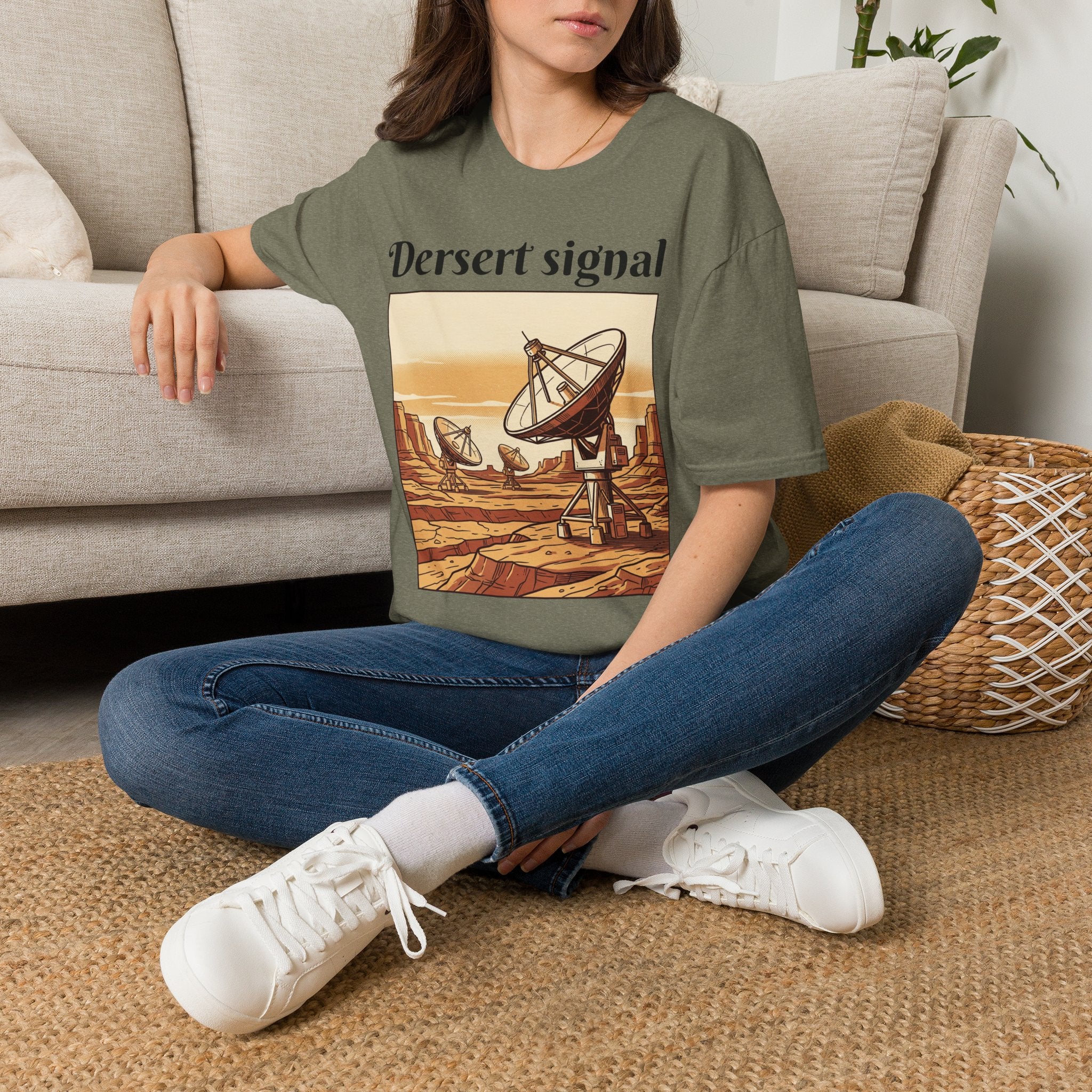 Desert Signal T-Shirt — Retro Satellite Dish Graphic Tee