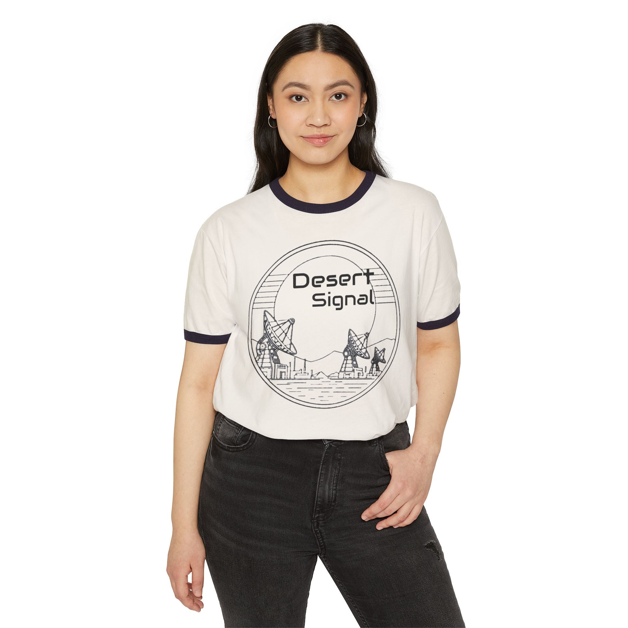 Desert Signal Ringer Tee — Satellite Dish Graphic T-Shirt